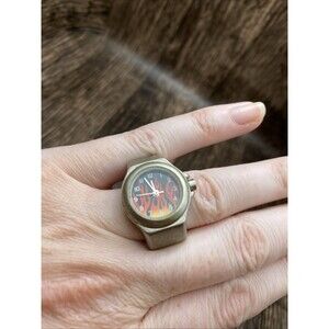 Flame Ring Silver Tone Watch With New Batteries